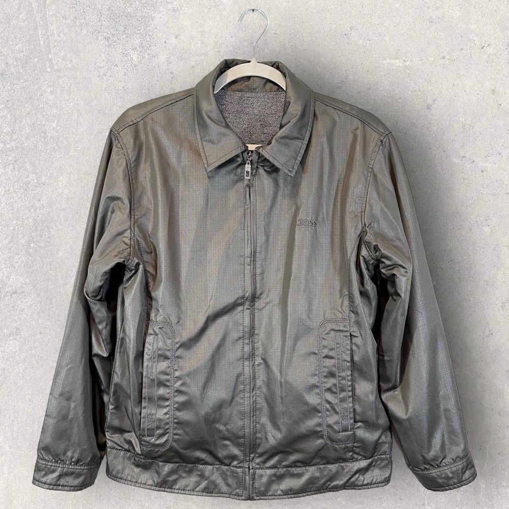 Boss Gray Reversible Jacket Full Zip Front with Pockets Men’s Size XL